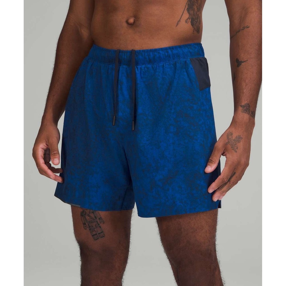 Lululemon Surge Lined‎ Short 6" Gravel Dust Symphony Blue True Navy Sz M Gym